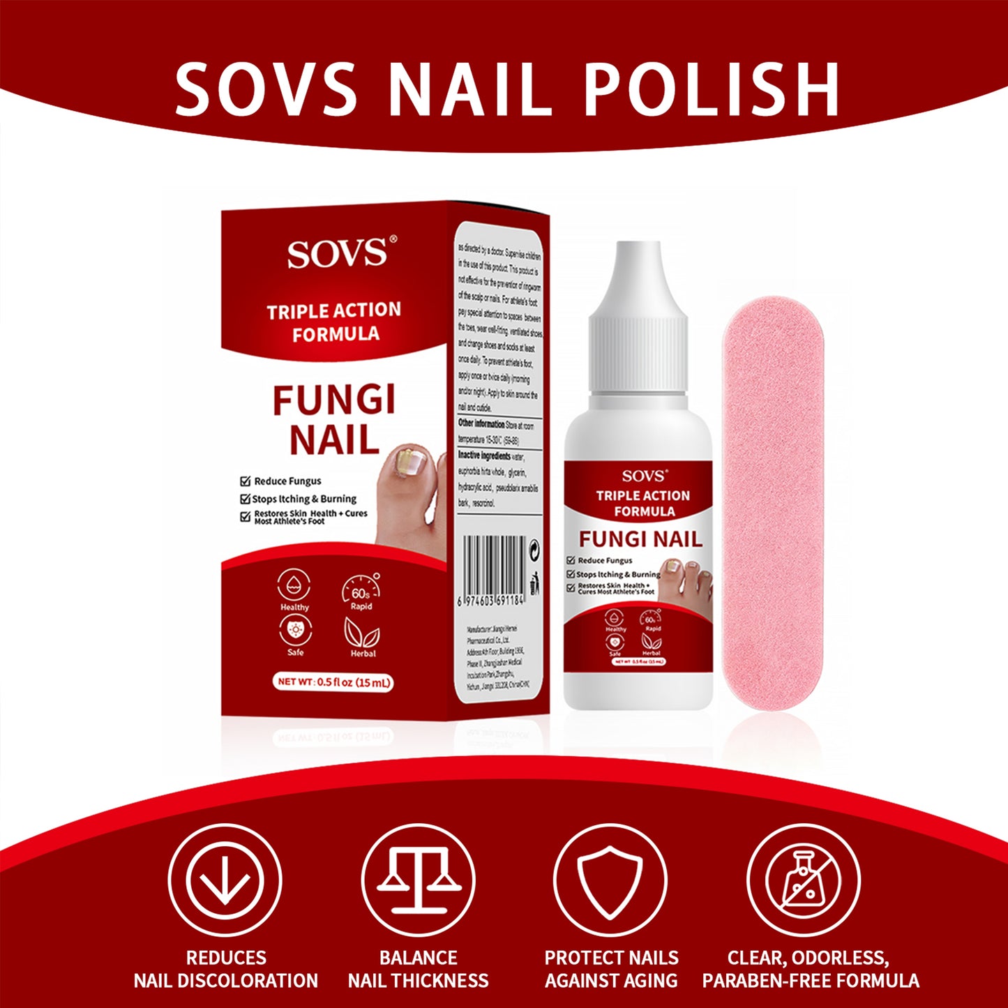 SOVS Tolnaftate Nail Fungus Solution | For Fingernails & Toenails