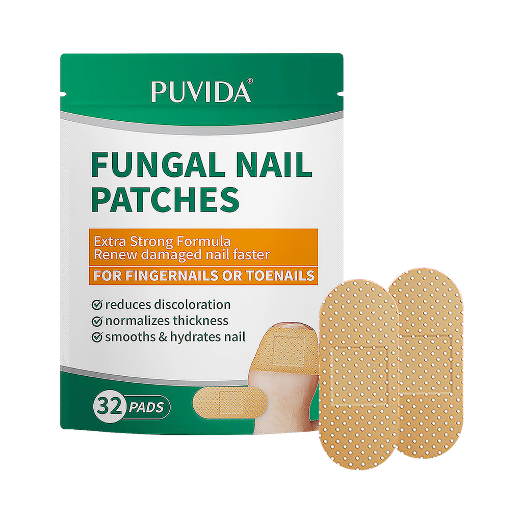 Parches para Uñas con Hongos PUVIDA, 32 Almohadillas Extra Fuertes para Reparación de Uñas de Pies y Manos, Restaura Uñas Decoloradas, Engrosadas y Quebradizas, Tratamiento de Renovación de Uñas de 8 Semanas