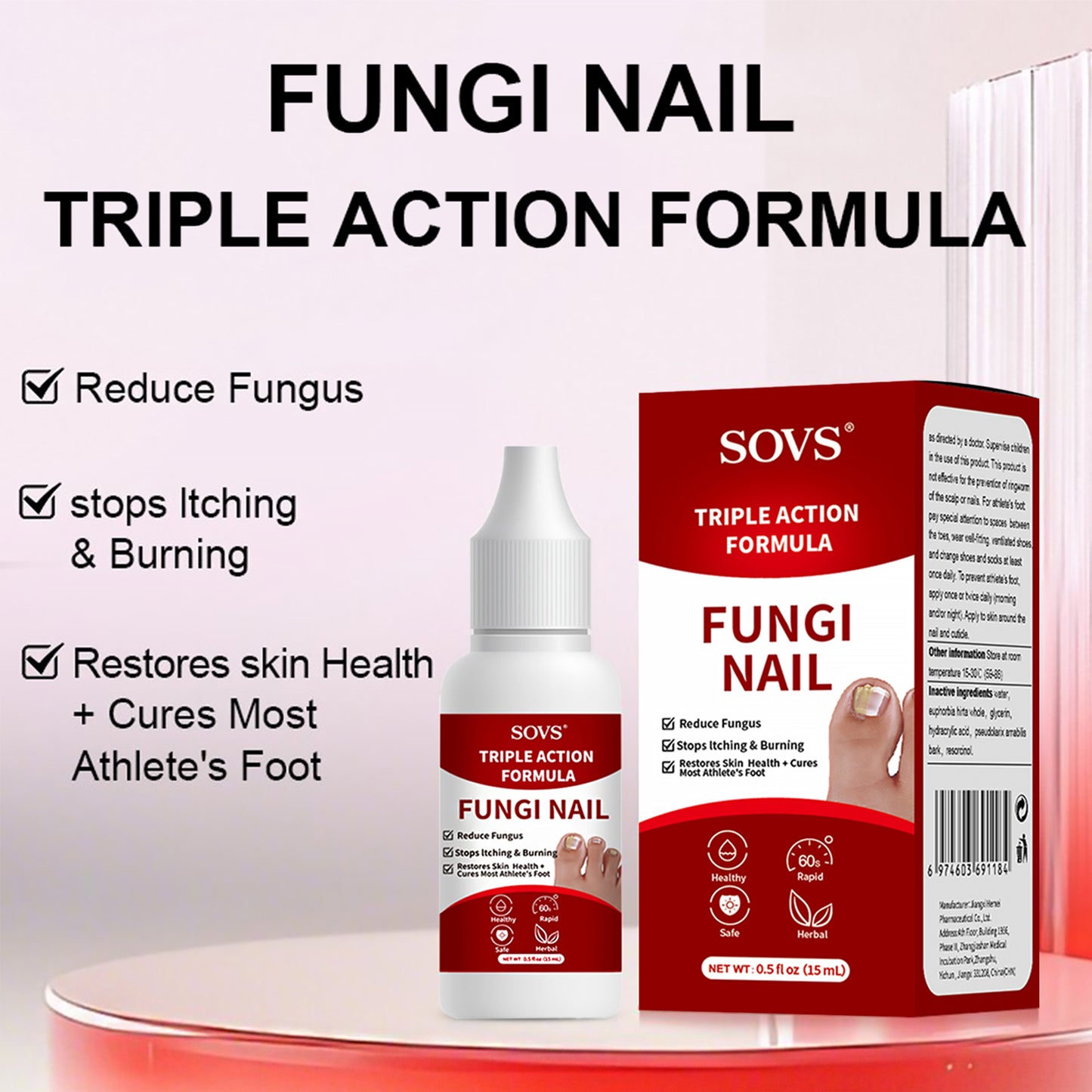SOVS Tolnaftate Nail Fungus Solution | For Fingernails & Toenails