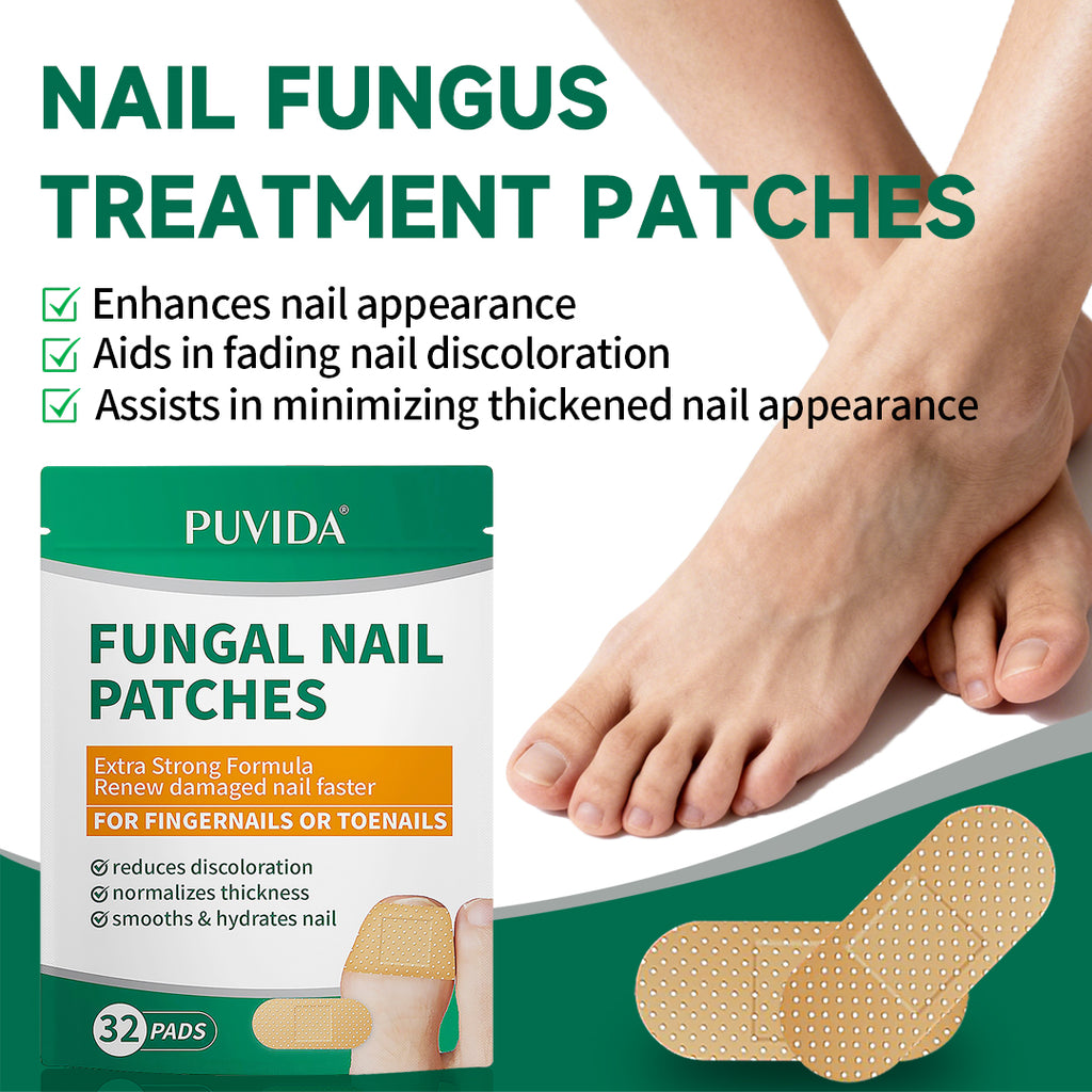 Parches para Uñas con Hongos PUVIDA, 32 Almohadillas Extra Fuertes para Reparación de Uñas de Pies y Manos, Restaura Uñas Decoloradas, Engrosadas y Quebradizas, Tratamiento de Renovación de Uñas de 8 Semanas