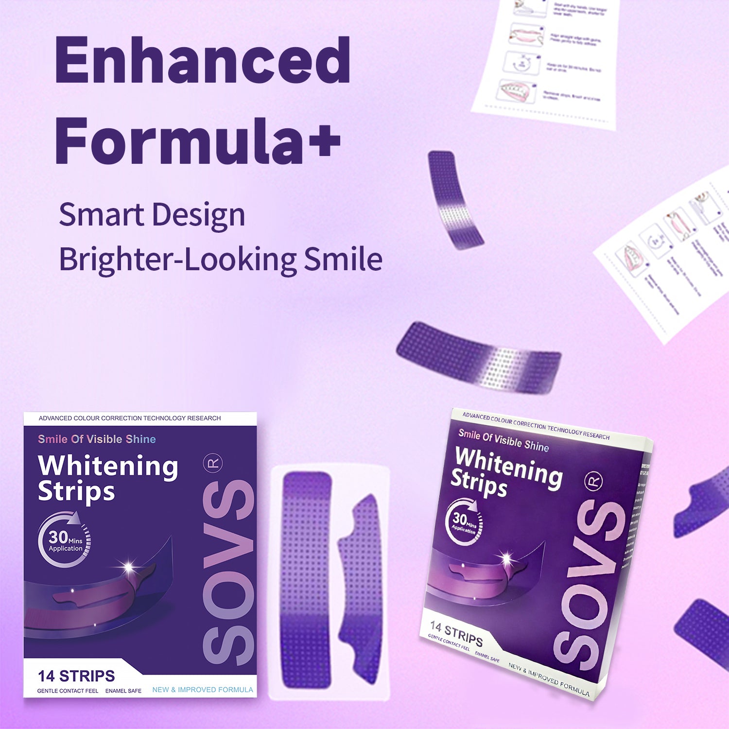 [Buy 1 Get 1 Free] SOVS Purple Teeth Whitening Strips – Gentle Oral Care for a Brighter-Looking Smile, Helps Reduce the Appearance of Surface Stains, Peroxide-Free,Supporting Everyday Confidence, 14 Strips per Pack