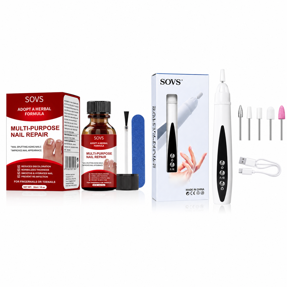 SOVS Professional Electric Nail Drill Pen | Nail Care Tool for Preparing Thickened Nails Before Treatment