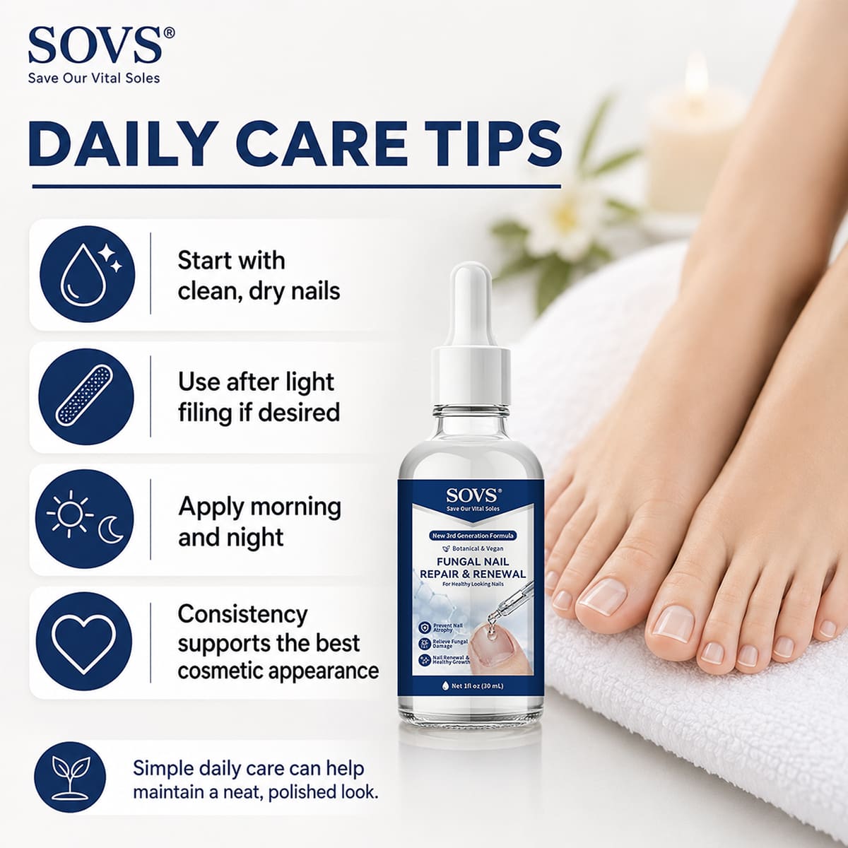 SOVS Fungal Nail Repair & Renewal Solution — For Fingernails & Toenails
