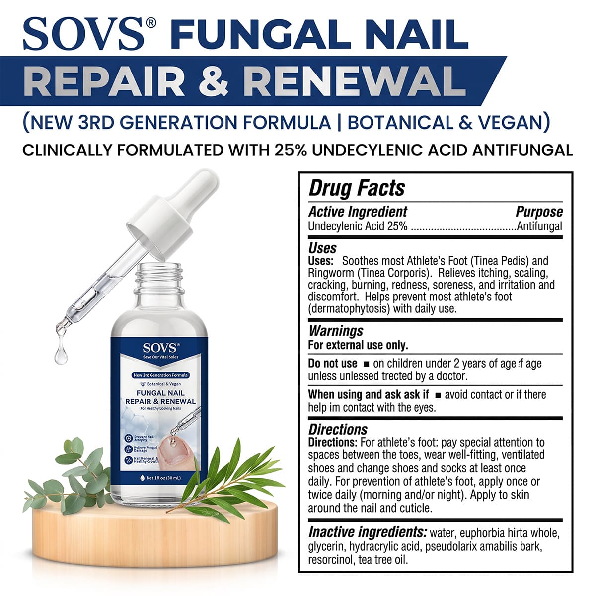 SOVS Fungal Nail Repair & Renewal Solution — For Fingernails & Toenails